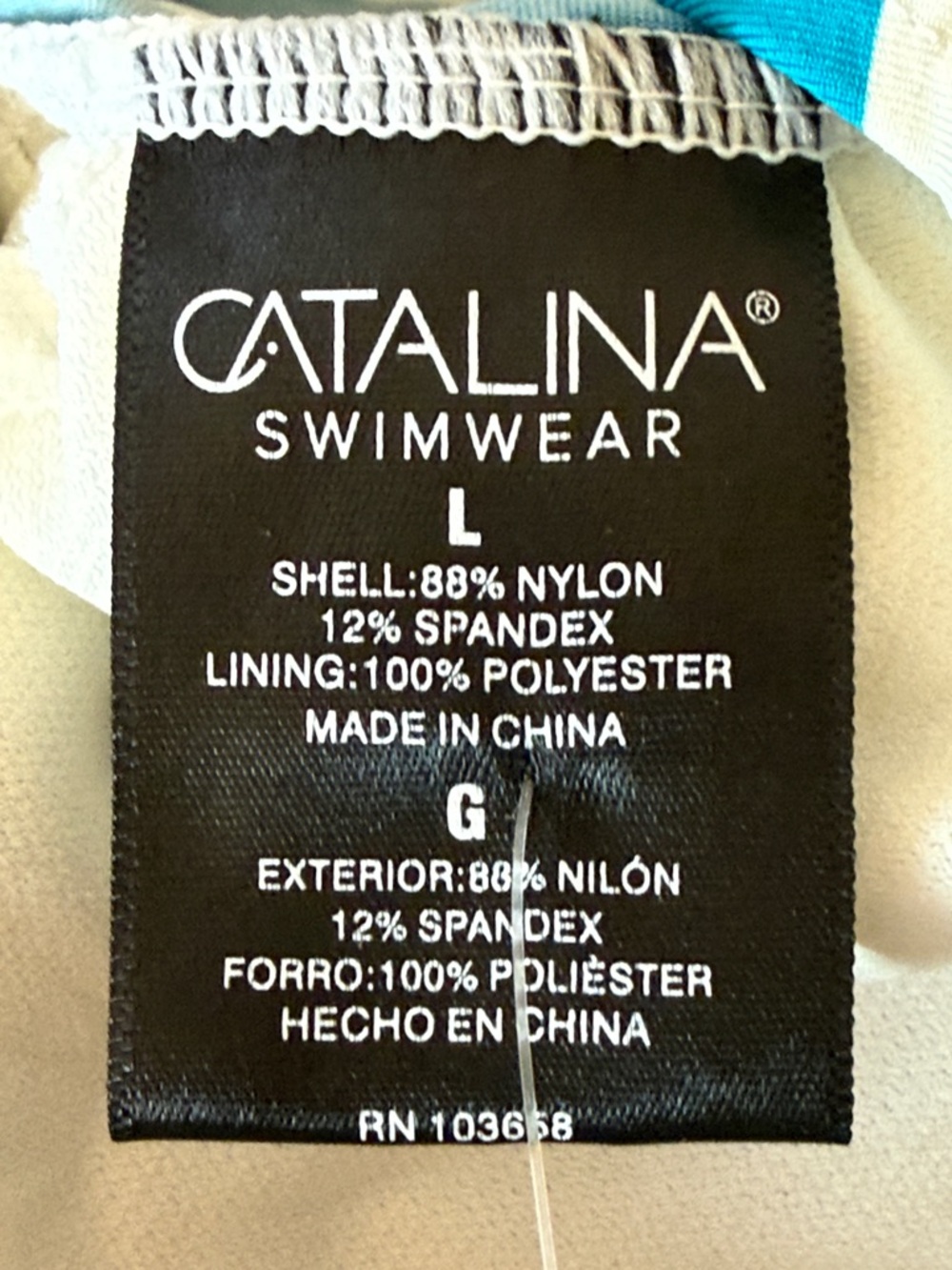 NWT Catalina Turquoise/White Striped Tankini Top w Adjustable Straps Size Large - Picture 12 of 12